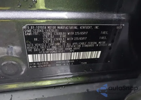 2021 Toyota Rav4 Hybrid Le из США, поврежденный, VIN 4T3L6RFV6MU016501